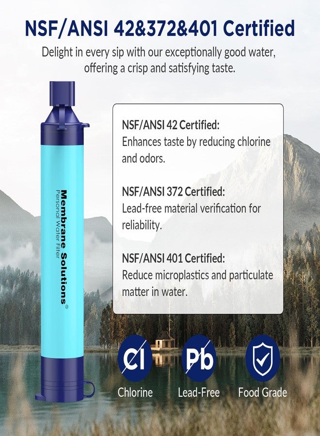 Membrane Solutions Personal Water Filter, Survival Filtration Straw Portable Gear, Emergency Preparedness, Supply for Drinking Hiking Camping Travel Hunting Fishing Team Family Outing (Blue, 4 Pack) - Image 3